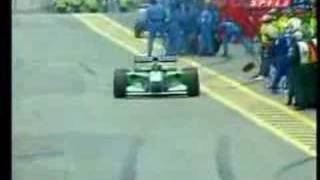 Schumacher uses illegal fuel rig to pass Senna in pitstop [upl. by Nalrah625]