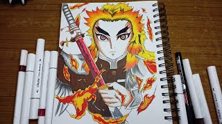 Rengoku drawing Demon slayer  🔥 [upl. by Kerred]