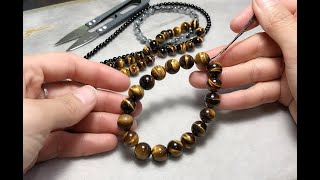 How to make bracelets with Elastic Cords Strings Easily  How to secure a beaded bracelet [upl. by Anomor]