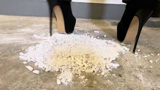 High heel ankle boots crush chalk into dust [upl. by Hudnut]