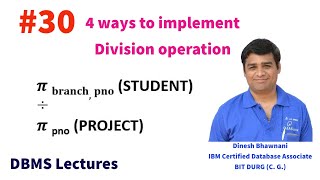 4 ways to implement Division operation in SQL  Dinesh Bhawnani  BIT DURG [upl. by Gnidleif120]