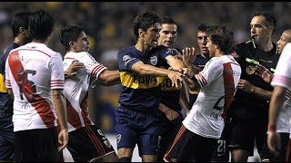 Superclasico  Boca Juniors vs River Plate Fights Fouls Red Cards [upl. by Huda923]