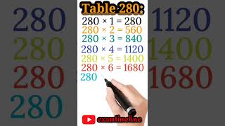 Learn Table 280 Multiplication Table 280 Pahada 280 Table Two Hundred Eighty [upl. by Ylim649]