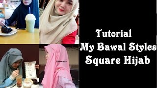 3 STYLES SQUARE HIJAB TUTORIALTUDUNG BAWAL LABUH [upl. by Fanestil]