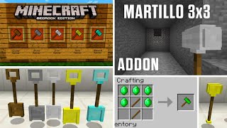 HAMMER MOD en MINECRAFT PE 118 BEDROCK  MARTILLOS 3X3 ADDON IGUAL A JAVA PC EN MINECRAFT PE [upl. by Chuu230]