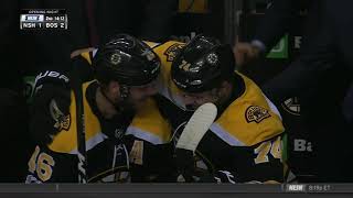 Jake DeBrusk scores 1st NHL goal Bjork 1st point 10517 [upl. by Acireh]