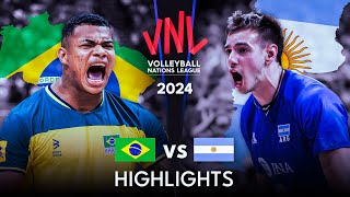 🇧🇷 BRAZIL vs ARGENTINA 🇦🇷  Highlights  Mens VNL 2024 [upl. by Auoz622]