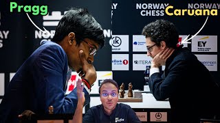 Praggnanandhaa grinds down world no2 Fabiano Caruana  Norway Chess 2024 [upl. by Learsiy]