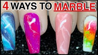 4 WAYS TO MARBLE WITH GEL POLISH  Nail Update  Nails by Kamin [upl. by Nivk190]