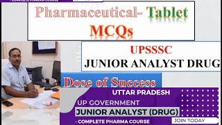 UP Junior Drug Analyst Preparation 2024  UPSSSC Junior Drug Analyst Course  RRb Tablet mcqs [upl. by Kannry]