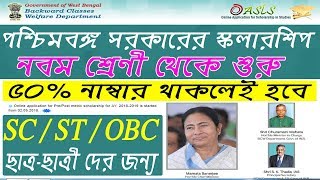 West Bengal oasis scholarship SCSTOBC  Online application Pre Post metric scholarship 20182019 [upl. by Mikes]