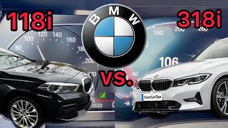 BMW F40 118i vs G20 318i  0100 kmh Beschleunigung 060 mph Acceleration [upl. by Kendry]