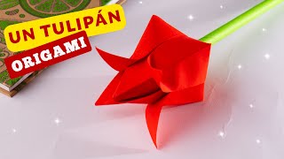 Cómo hacer un tulipán de flores Manualidades Día de la Madre con papel Origami fácil [upl. by Netneuq786]