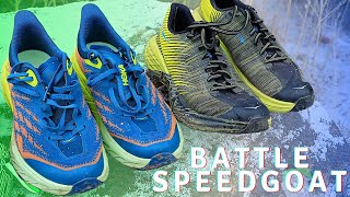 Running shoe Battle Hoka Speedgoat 5 vs Hoka EVO Speedgoat [upl. by Sanyu]