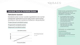 Vaste en variabele kosten  BAES Education [upl. by Noyart]