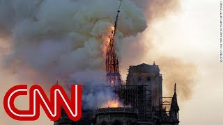 Notre Dame cathedral spire collapses [upl. by Ax]