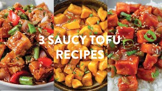 3 SAUCY TOFU RECIPES  Easy Vegan Orange Ginger Sesame Sweet amp Spicy Tofu  HOW TO COOK TOFU [upl. by Orest]