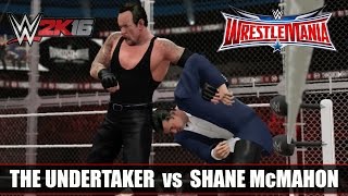 WWE 2K16 PS4 The Undertaker vs Shane McMahon Wrestlemania 32 Hell In A Cell Match Sim [upl. by Htederem]