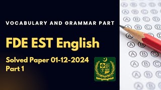 FDE EST English Solved Paper Today  Part 1  FDE EST English Solved Paper 2024  FDE EST English [upl. by Volney270]