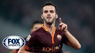 Pjanic scores from distance to pull one back for Roma [upl. by Stelle]