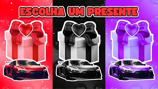 ðŸŽ ESCOLHA SEU PRESENTE  CORES Vermelho Preto ou Roxo 3 GIFT BOX CHALLENGE ðŸŽ corujitaquiz quiz [upl. by Audris459]