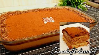 CHOCOLATE BISCUIT DESSERT WITH GANACHE  JUST 10 MINT NO BAKE NO EGG CHOKLATE CAKE RECIPE [upl. by Chemarin406]