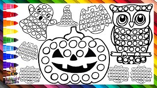 Dibuja y Colorea 5 HALLOWEEN POP ITS 🎃👻🕷️🦇🧙‍♀️🔴🟠🟡🟢🔵🟣🌈 Dibujos De Halloween Para Niños [upl. by Aimar328]