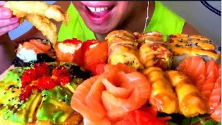 SUSHI PLATTER MUKBANG  SALMON LOVERS PLATTER  EATING SHOW EATING SOUNDS NO TALKING  ASMR [upl. by Tower]