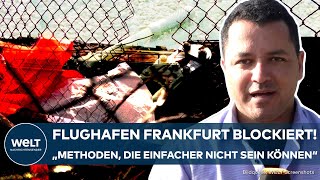 FLUGHAFEN FRANKFURT Klimakleber Polizeieinsatz seit 5 Uhr am Morgen – Flüge wieder freigegeben [upl. by Siroval]