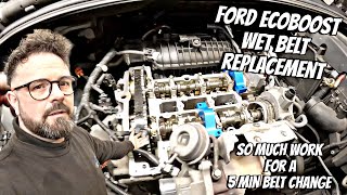 Ford focusfiesta 10 ecoboost wet belt replacement such a time consuming job [upl. by Eirrehs]