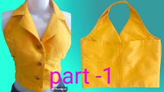 halter neck collar top Halter neck knotch collar ✂️ tutorial part 1 [upl. by Ryder612]