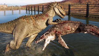 INDOMINUS REX Vs MOSASAURUS  Jurassic World Evolution 2 [upl. by Lily170]