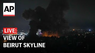 LIVE View of Beirut skyline as Israeli airstrikes cut off key crossing into Syria [upl. by Ffoeg]