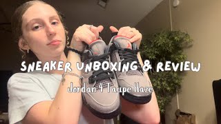 Jordan 4 Taupe Haze Unboxing amp Review [upl. by Ellekcim]