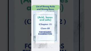 List of Strong Acids and Bases How to estimate the Acid is Strong or weak Class 10 For Boards [upl. by Dougy]