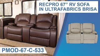 RecPro Charles 67quot Powered RV Wall Hugger Recliner Sofa in Ultrafabrics Brisa [upl. by Pratt]