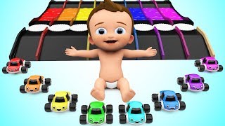 Cartoon Monster Cars Color Change Water Tracks Toys  Learn Colors for Children Toy Cars for Kids [upl. by Sebastian286]