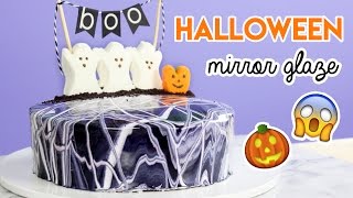 How to Make a Halloween MIRROR GLAZE Cake [upl. by Aimak452]