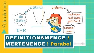 Definitionsmenge und Wertemenge bei Parabeln bestimmen  Definitionsmenge  Wertemenge [upl. by Kieger]