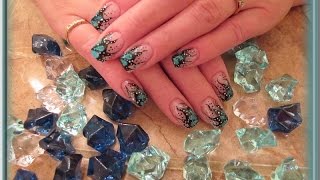 Nail Art  Tutoriel Les ongles enflammés avec la technique de résine et poudre [upl. by Ahsikat]