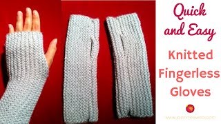 Knitted Fingerless Gloves  Beginner Knitting [upl. by Hsiekal]