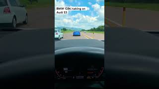 BMW 128ti vs Audi S3 cars automobile carwow bmw audisport audis3 bmwm 1series f1 race [upl. by Annahsed]