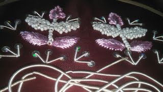 zardosi with pearls and leaf hand embroidery [upl. by Guadalupe]