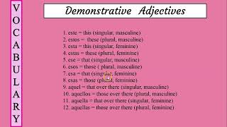 Spanish Demonstrative Adjectives Vocabulary  Los adjetivos demostrativos [upl. by Niad763]