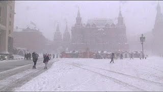 Snow in Moscow Winter wonderland or traffic hell [upl. by Severen]