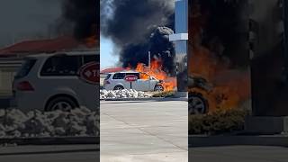 Fully engulfed mini van SOUND UP shortvideo shorts sound fire blowup [upl. by Ahsirat859]