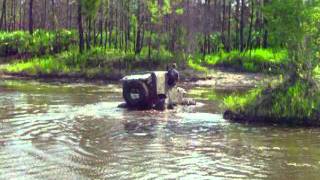 Jeep wrangler cummins 6bt turbo diesel offroadmudding playing in the water smoke stack [upl. by Stan]