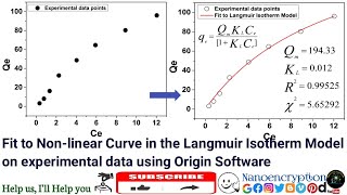 How to fit the Nonlinear Curve in the Langmuir Isotherm Model on experimental data via Origin Soft [upl. by Selokcin201]