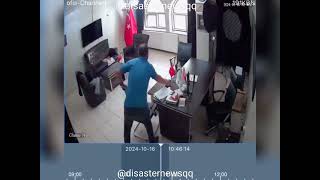 CCTV capturing the earlier M60 earthquake in Turkey [upl. by Friedland898]