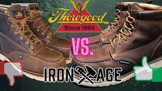 Thorogood heel boots vs IronAge heel Boots Moc Toe WorkBoots [upl. by Ecyt]